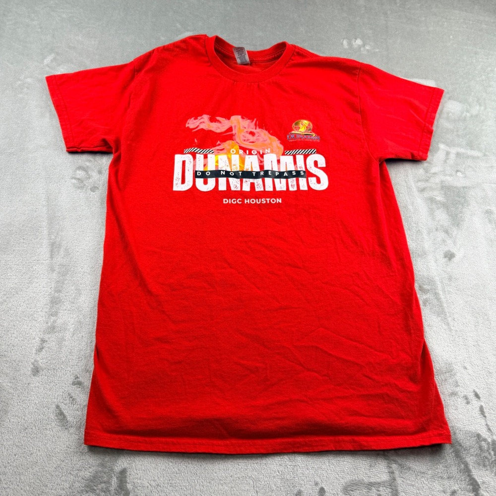Gildan Women's M Cotton Dunamis International Center Houston Graphic T-Shirt Red